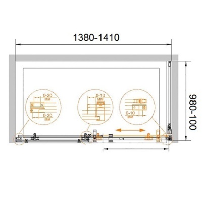 Душевой уголок Cezares Stylus-M AH-1 140x100 профиль Хром стекло прозрачное