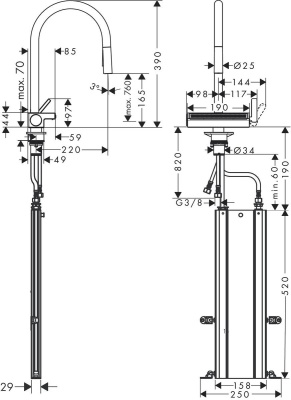 Смеситель для кухни Hansgrohe Aquno Select M81 73831000 Хром
