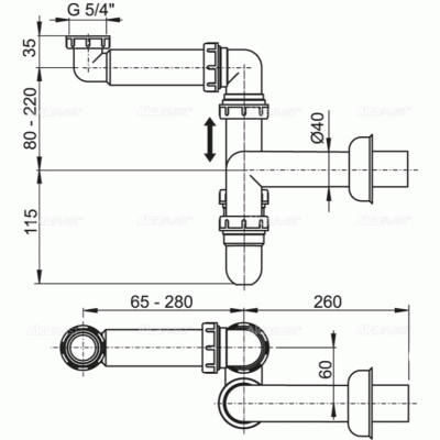 Сифон для раковины Alcaplast A434 Белая