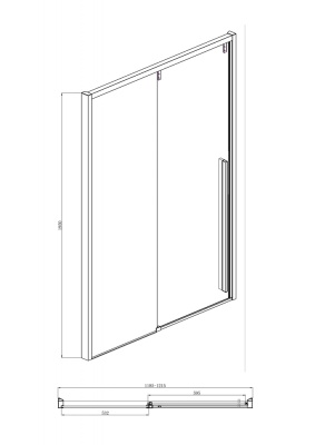 Душевая дверь Bravat Slim Line 120 BD120.4105A профиль Хром стекло прозрачное