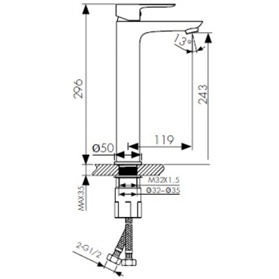 Смеситель для раковины Kaiser Cezar 05111 Хром