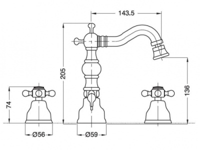 Смеситель для биде Bugnatese Revival 425 CR (хром)