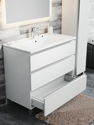 Тумба с раковиной SanVit Авеню-3 75 kavenu375 в цвете Ral Белый глянец