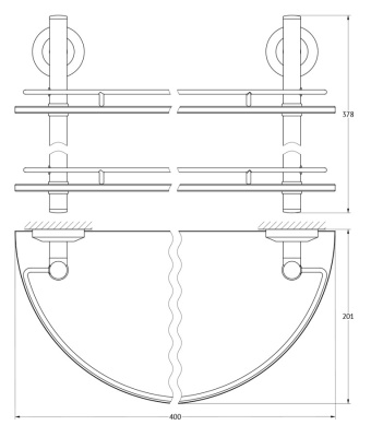 Стеклянная полка FBS Standard 081 Хром