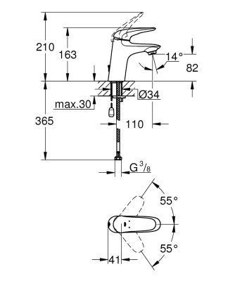 Смеситель для раковины Grohe Eurostyle Solid 23713003 Хром