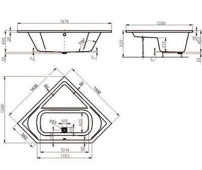 Акриловая ванна Vagnerplast Cavallo 140x140 без гидромассажа