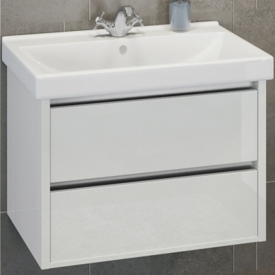 Тумба с раковиной Comforty Дублин 75 4137103 подвесная Белый глянец