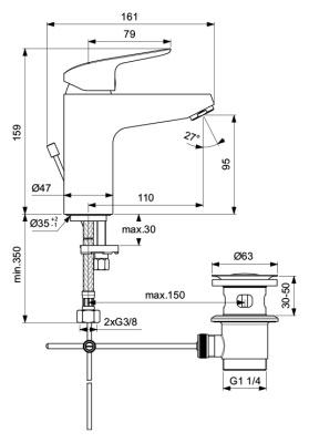 Смеситель для раковины Ideal Standard Ceraflex B1712AA Хром