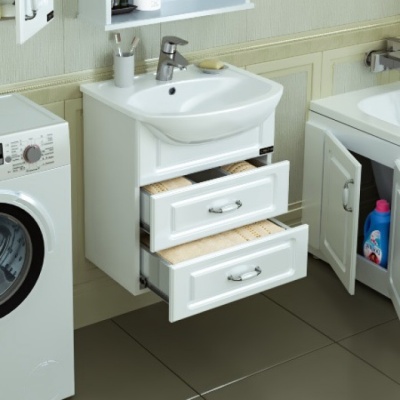 Тумба с раковиной СанТа Верона 50 2 ящика подвесная Белая