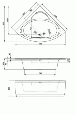 Акриловая ванна Kolpa San Royal 140x140 Basis