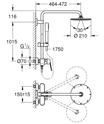 Душевая система Grohe Eurodisc Cosmopolitan 23058003 Хром