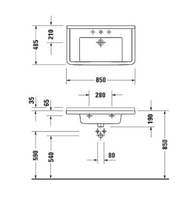 Раковина-столешница Duravit Starck 3 85 0304800000 Белая