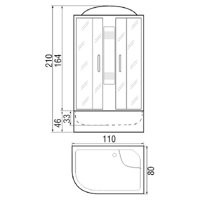 Душевая кабина River Dunay 110x80x46 MT R 10000001456+10000000649 с поддоном