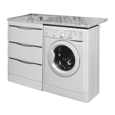 Тумба с раковиной Runo Орион 60 правая Белый мрамор