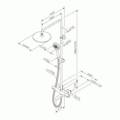 Душевая система AM.PM Chic 2.0 F0782A500 с термостатом Хром