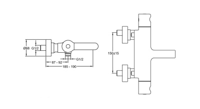 Смеситель для ванны Jacob Delafon Singulier E10870-CP с термостатом Хром