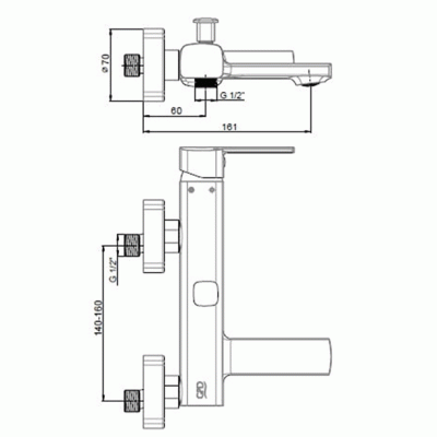 Смеситель для ванны GPD Pedro MBB160 Хром