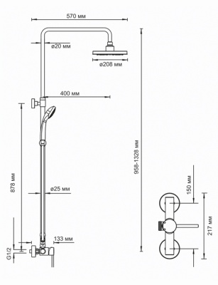 Душевая система WasserKRAFT A12202 Хром