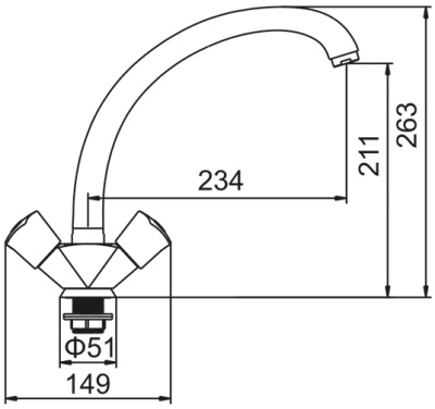 Смеситель для кухни Zerix LR85909 ZX0043 Хром