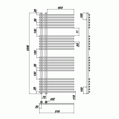Водяной полотенцесушитель Ravak Style 52х120 X04000083673 Хром