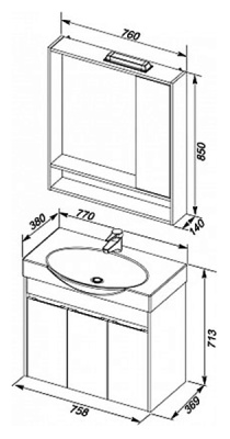 Тумба под раковину Aquanet Коста 76 188407 подвесная Дуб антик Белая