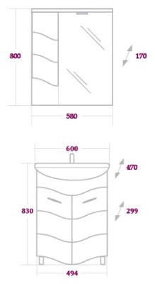 Тумба под раковину Onika Лайн 60 Белая