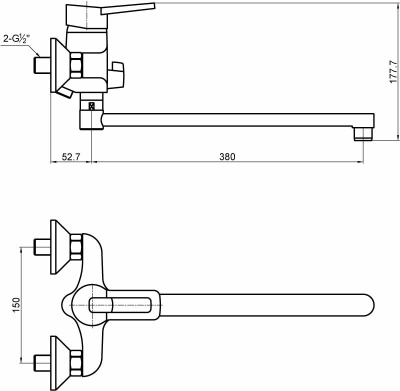 Смеситель для ванны Timo Inox Junior 1905Y-CR универсальный Хром