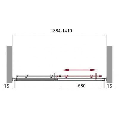 Душевая дверь BelBagno Uno 140x185 профиль Хром стекло рифленое