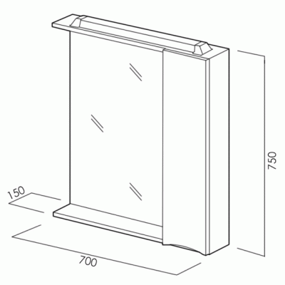 Зеркало со шкафом BelBagno MARINO-SPC-700/750-1A-BL-P-L 70 с подсветкой Bianco Lucido