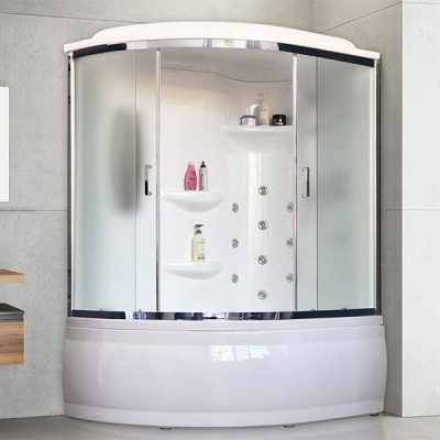 Душевая кабина Royal Bath ALP 140x95 RB140ALP-C-CH-R с гидромассажем стекло матовое задние стенки Белые