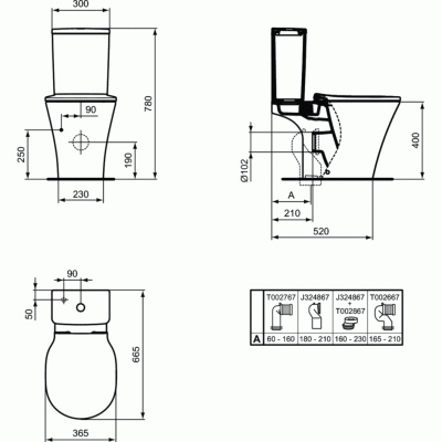 Унитаз компакт Ideal Standard Connect Air E009701 без бачка и сиденья