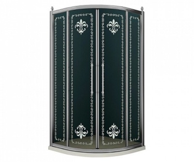 Душевой уголок Cezares Retro R-2 Scorrevole 100x100 профиль Хром стекло прозрачное с матовым узором