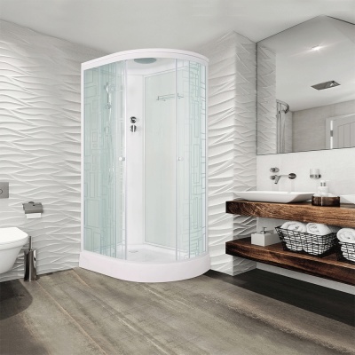 Душевая кабина Bolu Sektors 80х110 BL-110n L профиль Белый стекло прозрачное с художественным рисунком