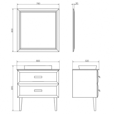 Зеркало Comforty Империя 80 4143507 Белое