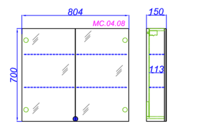 Зеркальный шкаф Aqwella МС 80 МС.04.08 Белый