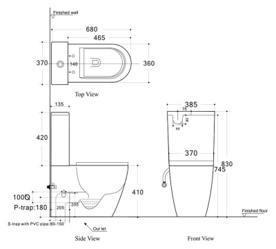 Чаша унитаза-компакта Aquanet Cetus C1 Rimless 00203342 без бачка, с сиденьем Микролифт