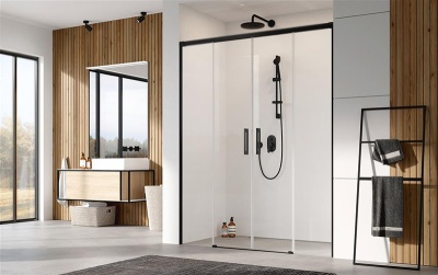 Душевая дверь в нишу Radaway Idea Black DWD 160 профиль Черный стекло прозрачное