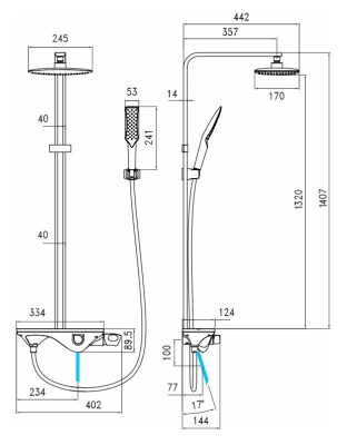 Душевая система Iddis Alps ALPSB1Fi06 Хром Белый