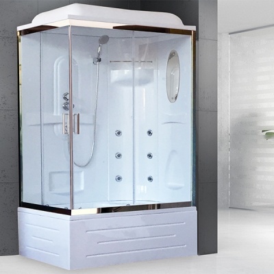 Душевая кабина Royal Bath BP 100х80 RB8100BP2-T-CH-R с гидромассажем стекло прозрачное задняя стенка Белая