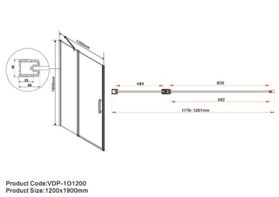 Душевая дверь Vincea Orta VPP-1O120CL 120x190 профиль Хром стекло прозрачное