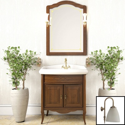 Комплект мебели для ванной Opadiris Лоренцо 80 Светлый орех со светильником Изабель Бронза