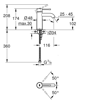 Смеситель для раковины Grohe Essence 23590001 Хром