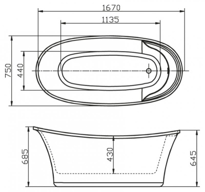 Акриловая ванна BelBagno BB302 167x75 Белая