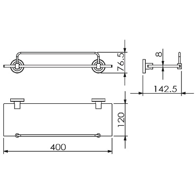 Стеклянная полка Langberger Burano 11051D Хром
