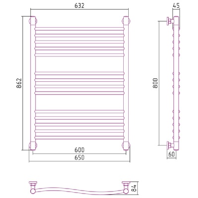 Водяной полотенцесушитель Сунержа Флюид 800х600 Хром