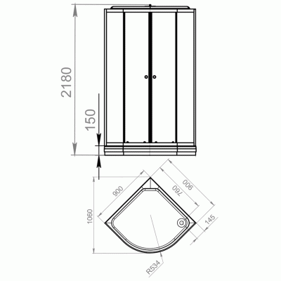 Душевая кабина Domani-Spa Elegance 90x90 DS01E99LACl10 с гидромассажем профиль Белый стекло прозрачное