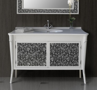 Тумба Атолл Валенсия 130 New bianco (черная патина) Bianco (черная патина)