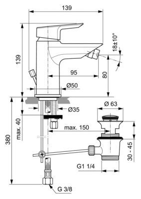 Смеситель для биде Ideal Standard Tesi A6579AA Хром