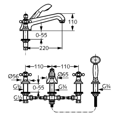 Смеситель на борт ванны Kludi Adlon 515250520 Хром