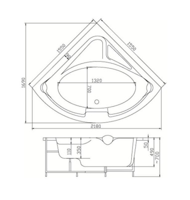 Акриловая ванна Victory Spa Sicilia 155 Без системы управления